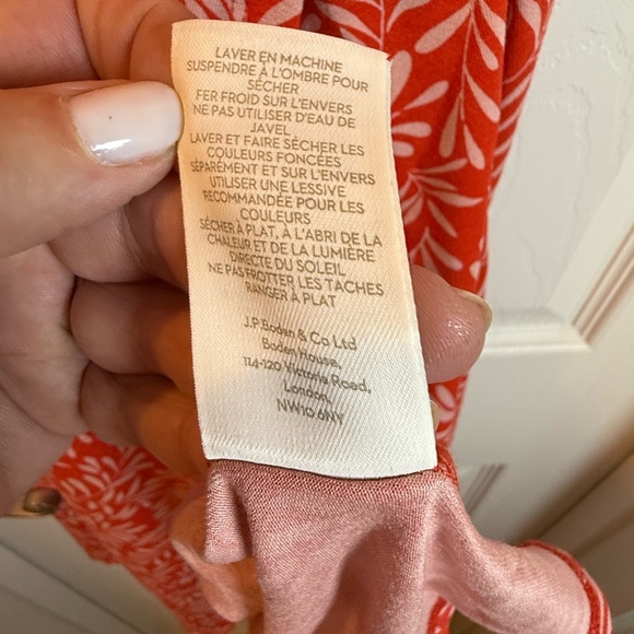 Boden Women’s Orange Wrap Knee Length Dress with Botanical Leaf Print Stretchy - Picture 10 of 12